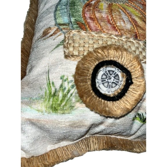 2 Throw Pillow Pumpkin Autumn Hill Thanksgiving Beaded Embroidered Fall Decor - Picture 8 of 10